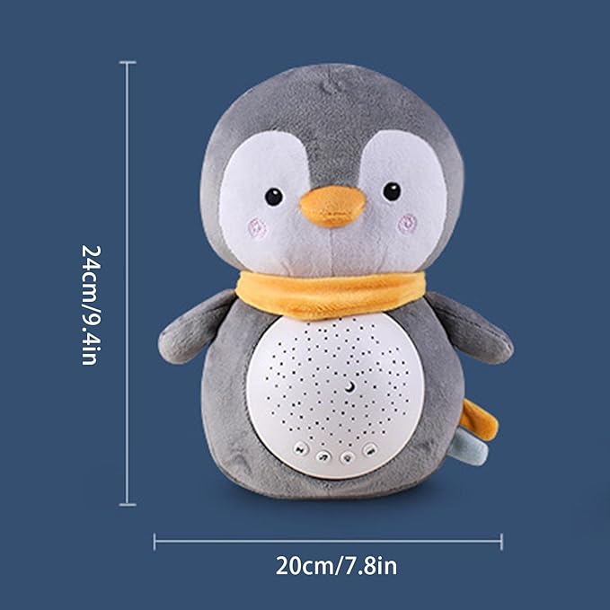 Pinguin de pelucia com sons musical +ruido branco +Projeção de Estrelas