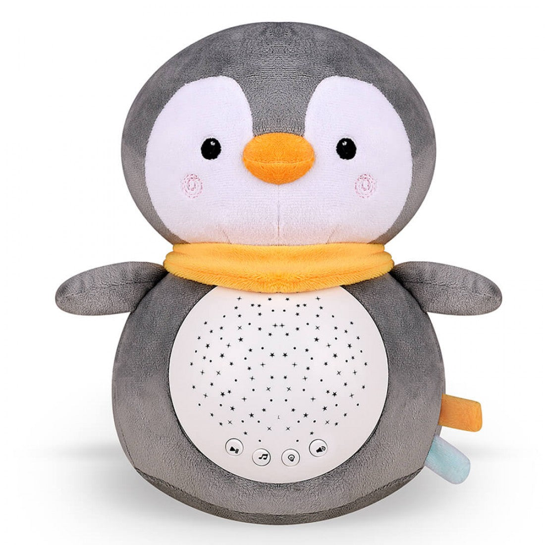 Pinguin de pelucia com sons musical +ruido branco +Projeção de Estrelas