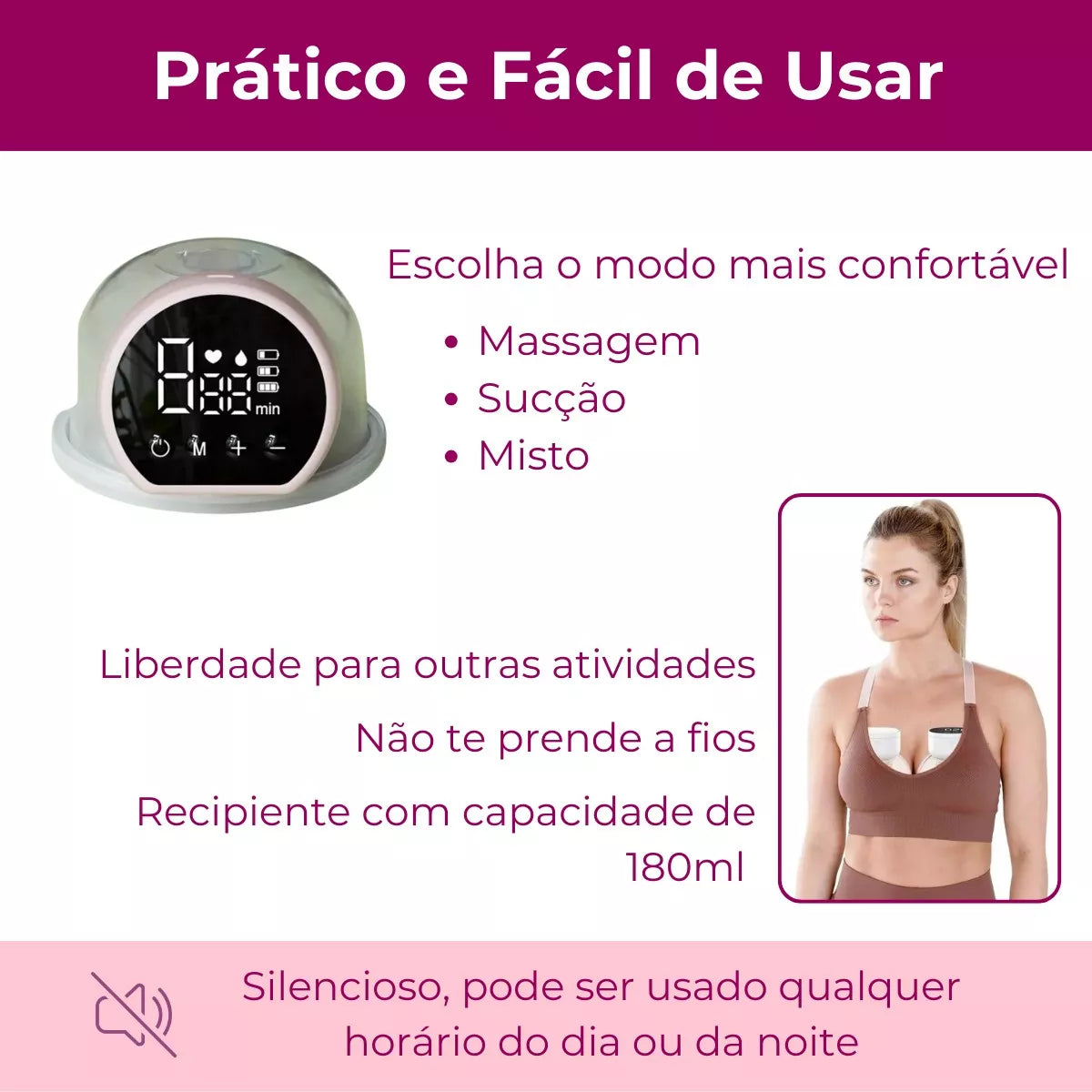 Extratora de Leite Elétrica Gestara™ - (com função mãos-livres)