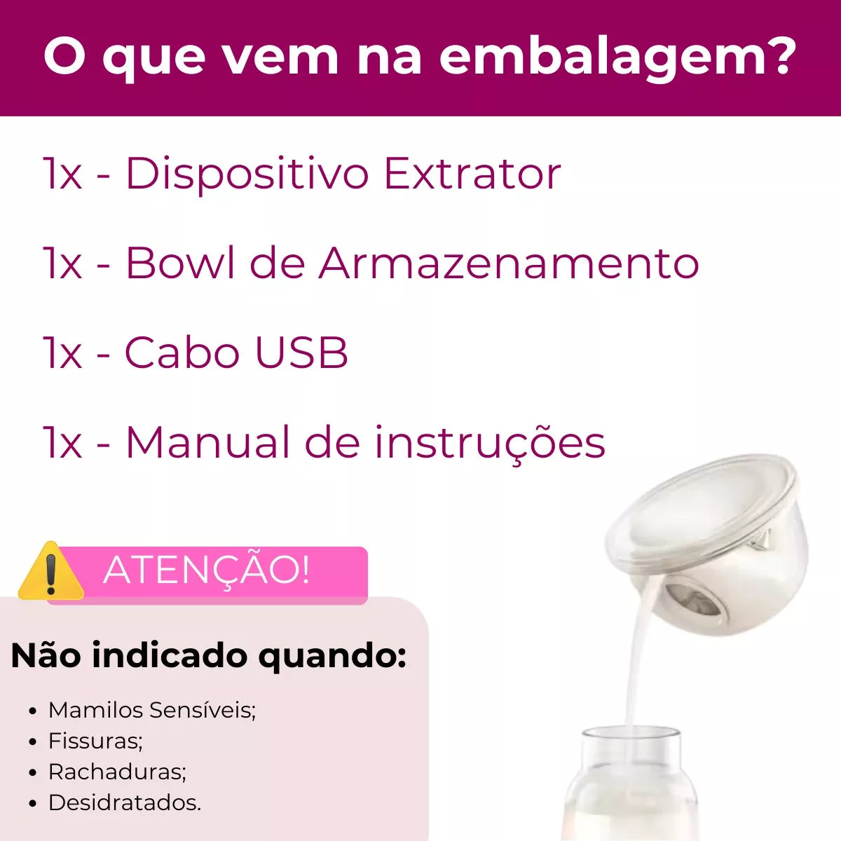 Extratora de Leite Elétrica Gestara™ - (com função mãos-livres)
