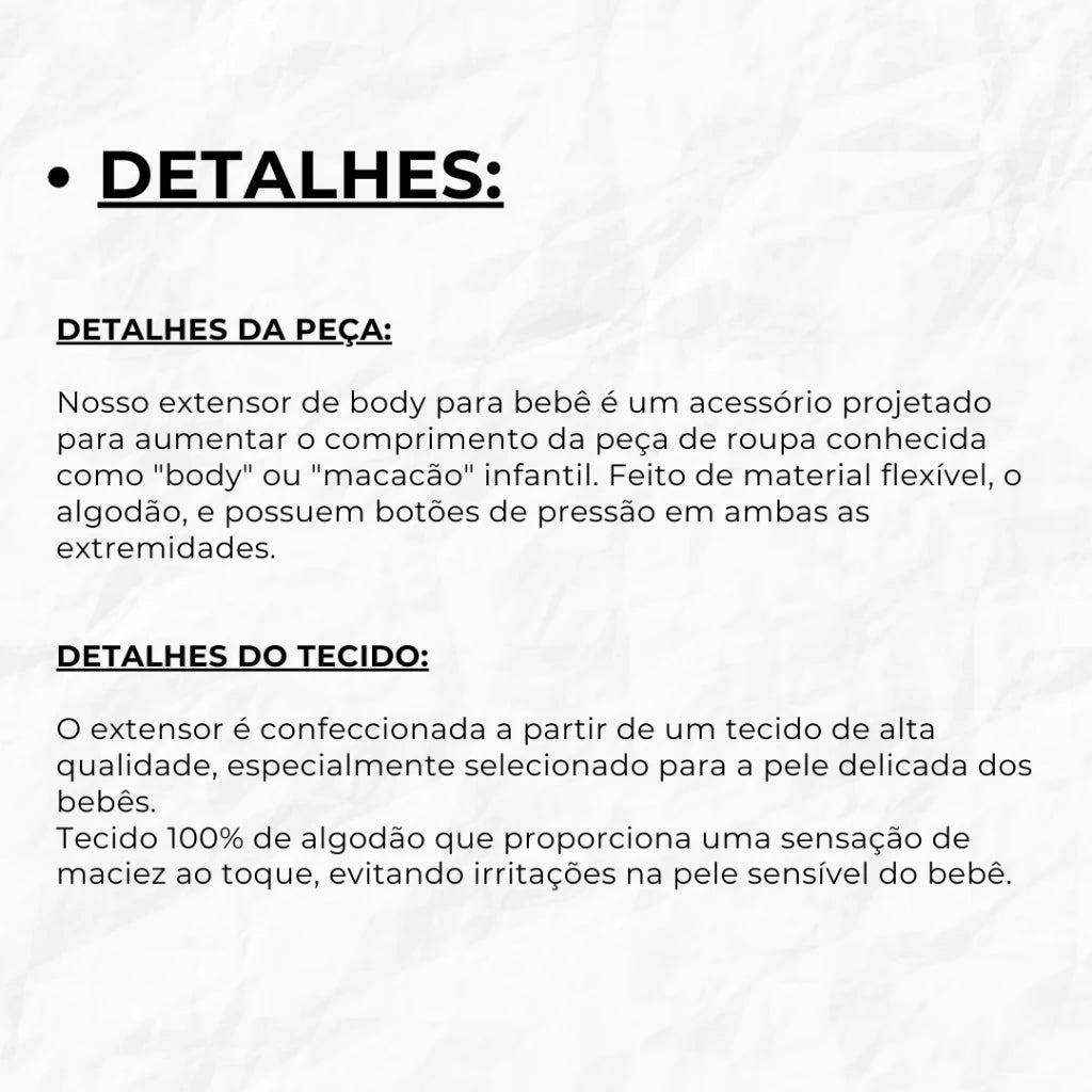 EXTENSOR DE BODY PARA BEBÊS ( APROVEITE AO MAXIMO AS ROUPAS DO SEU BEBÊ)