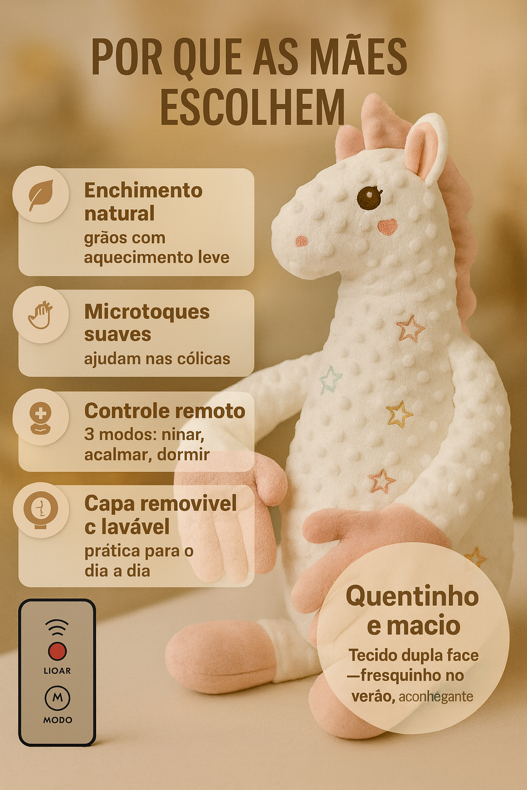 Nanny Baby — Naninha com Tapinhas Calmantes para Soninho Prolongado Gestara® — APENAS HOJE: ganhe Fronha Extra + Guia Sono Tranquilo + Aula com Especialista
