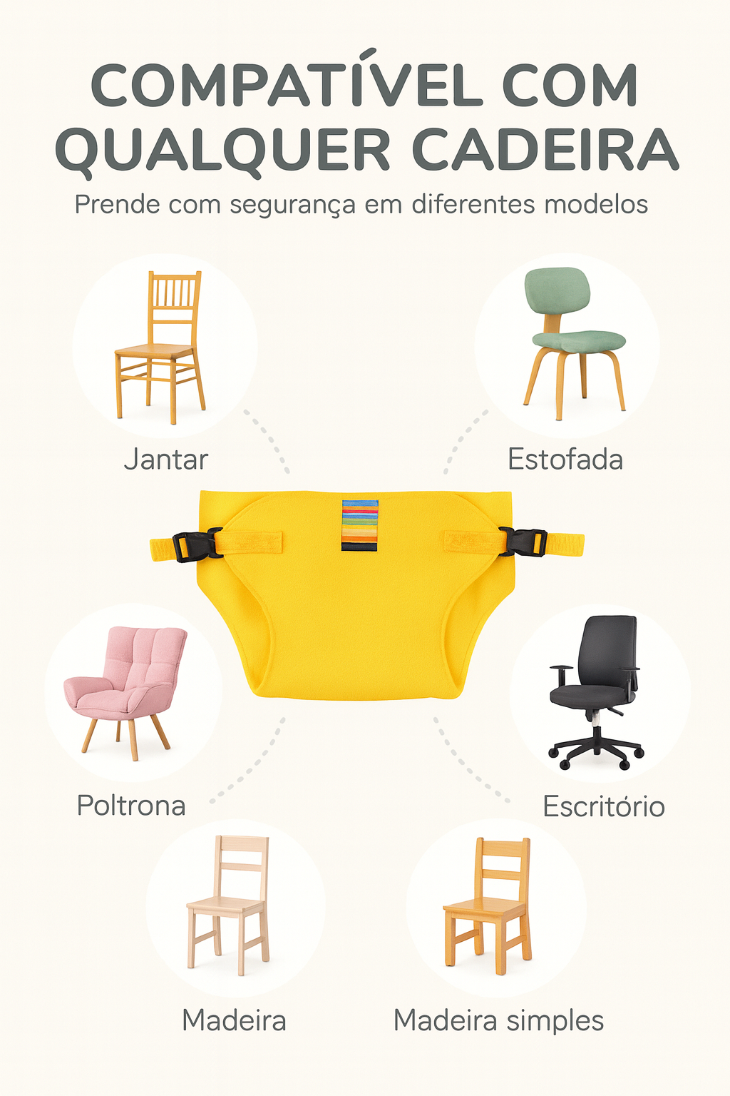 Cinto de Segurança Portátil para Cadeira