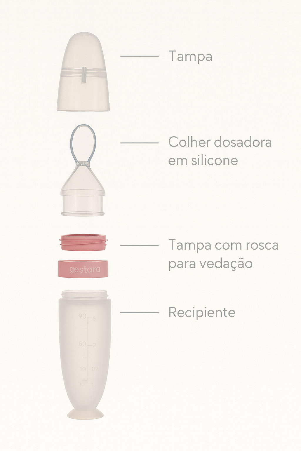 Colher Dosadora Primeira Papinha – by Gestara | Ganhe 1 Babador Impermeável Personalizado + Cartela Digital de Receitas Saudáveis
