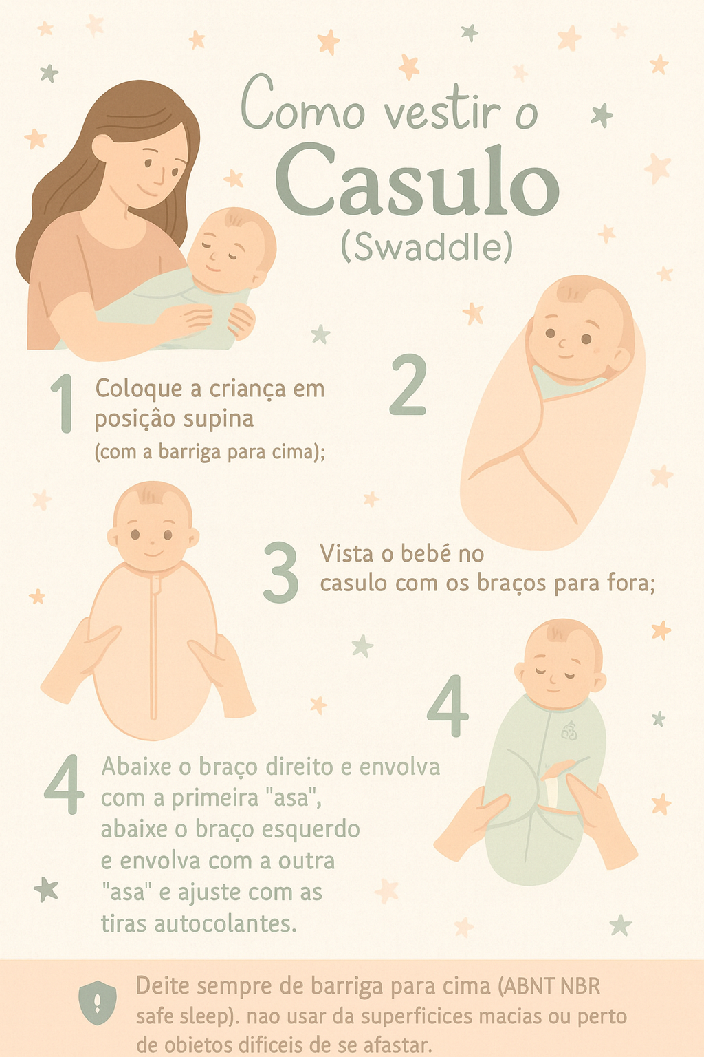 Saco de Dormir Swaddle ( Bebê noites mais tranquilas  e seguras)
