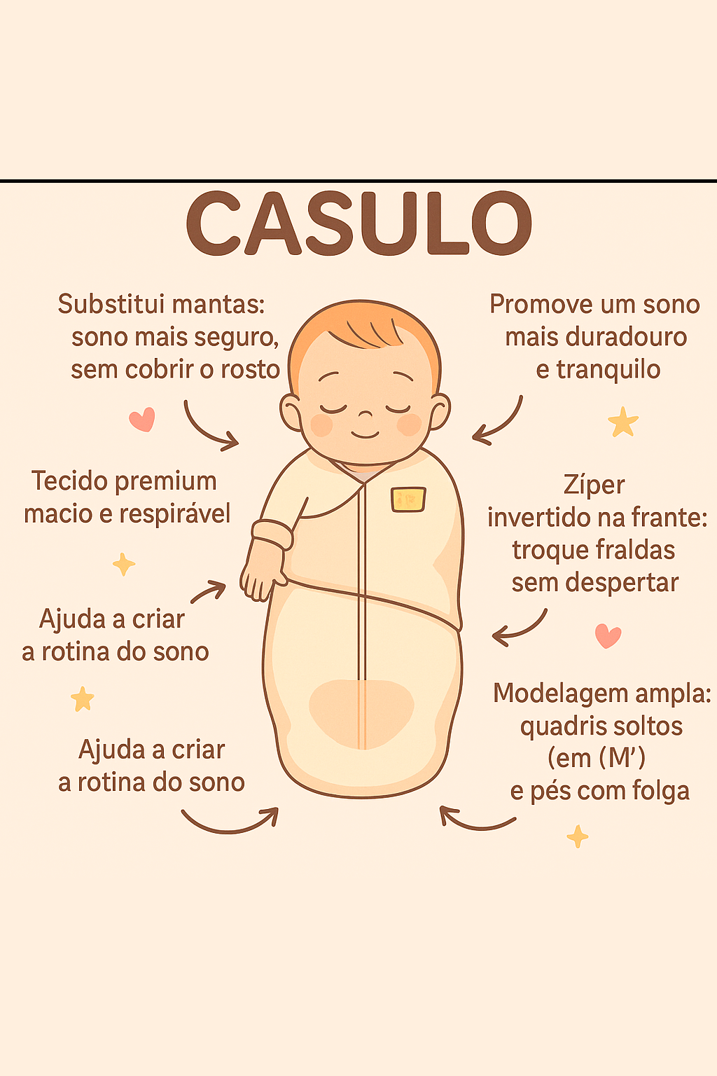 Saco de Dormir Swaddle ( Bebê noites mais tranquilas  e seguras)