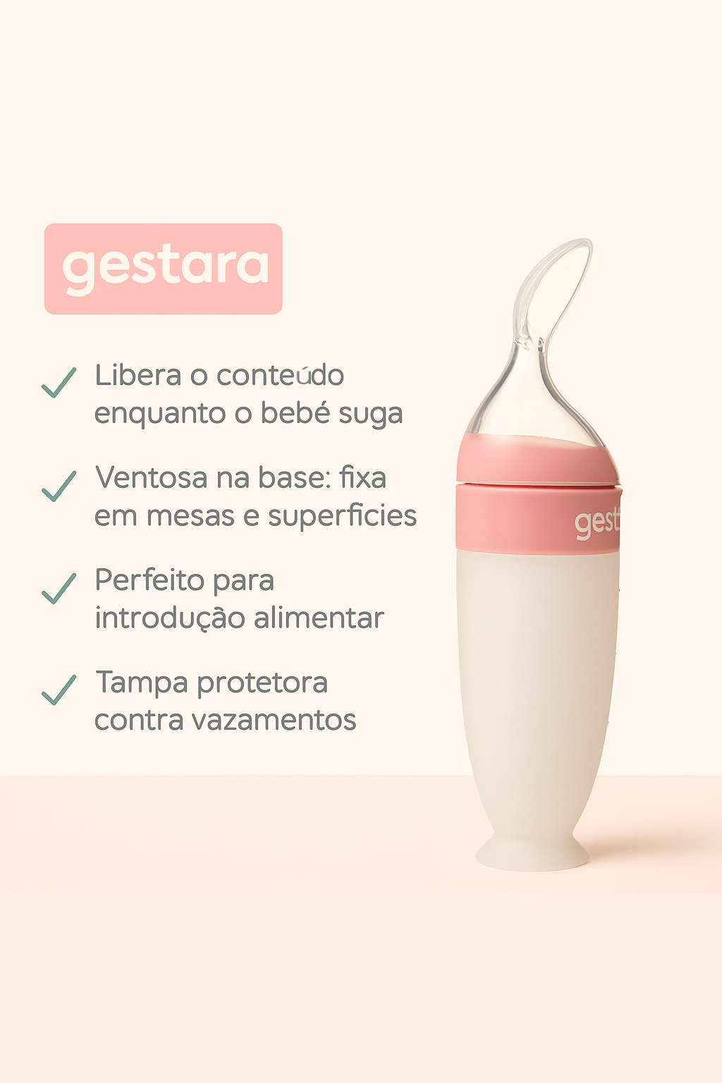 Colher Dosadora Primeira Papinha – by Gestara | Ganhe 1 Babador Impermeável Personalizado + Cartela Digital de Receitas Saudáveis